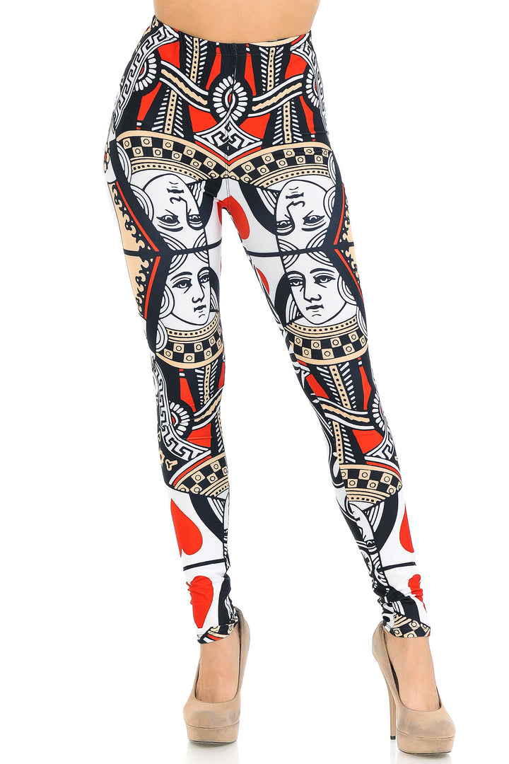 Creamy Soft Queen of Hearts Extra Small Leggings - USA Fashionâ„¢ (XSmall One Size,Multi Color Bold)