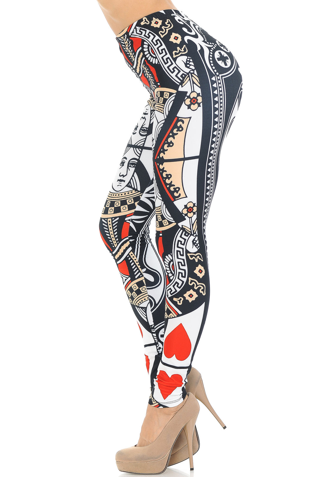 Creamy Soft Queen of Hearts Extra Small Leggings - USA Fashionâ„¢ (XSmall One Size,Multi Color Bold)