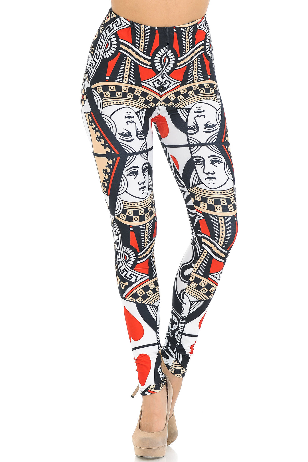 Creamy Soft Queen of Hearts Extra Small Leggings - USA Fashionâ„¢ (XSmall One Size,Multi Color Bold)