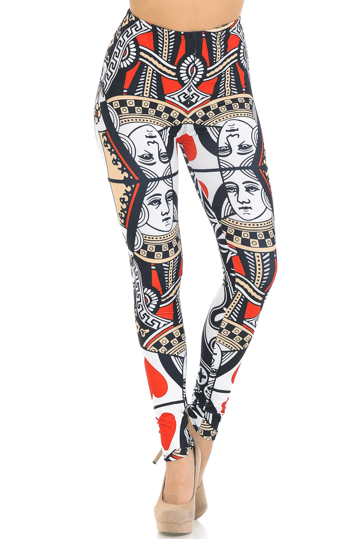 Creamy Soft Queen of Hearts Extra Small Leggings - USA Fashionâ„¢ (XSmall One Size,Multi Color Bold)