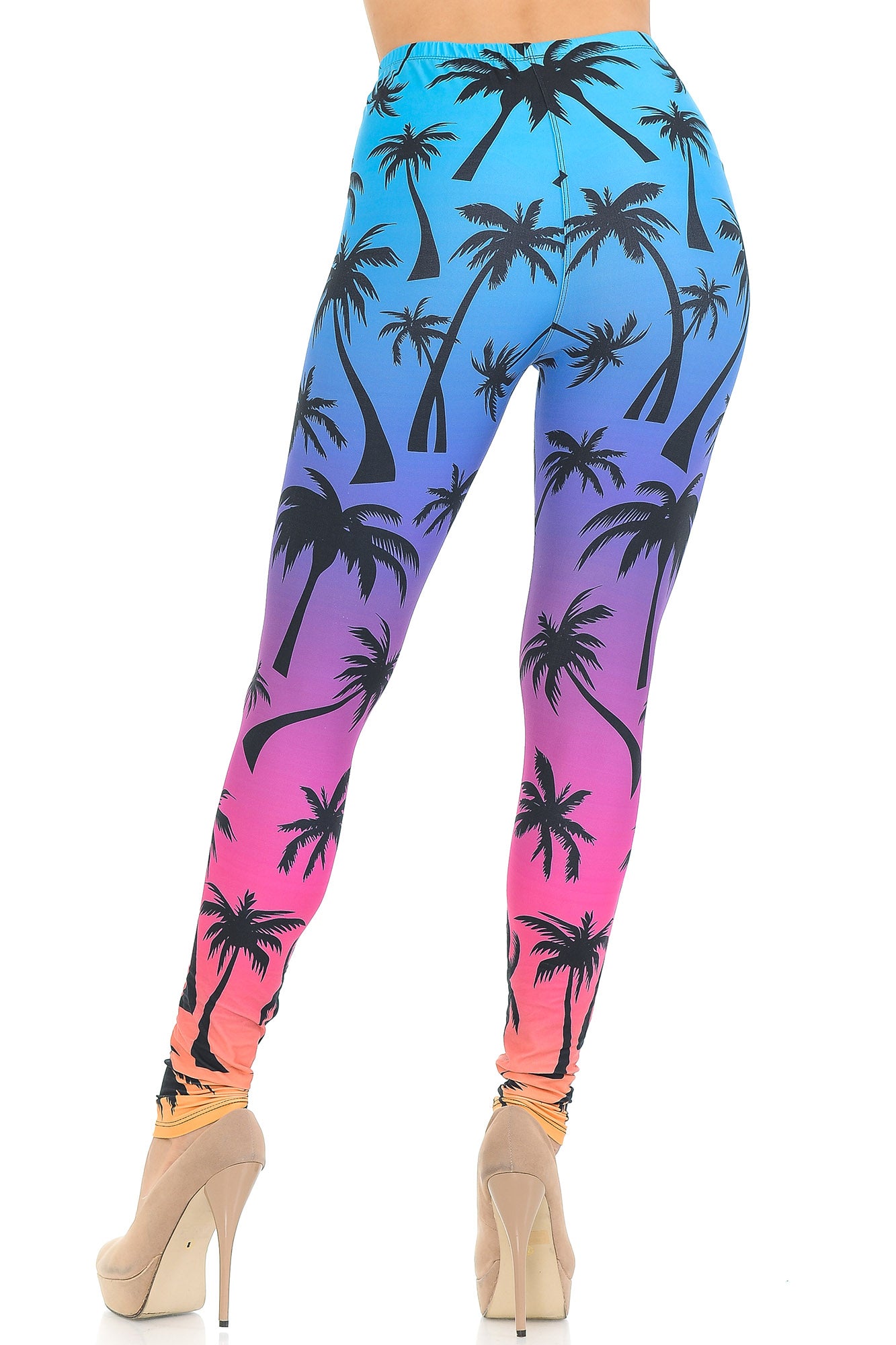 Creamy Soft Ombre Palm Tree Extra Small Leggings - USA Fashionâ„¢ (XSmall One Size,Multi Color Bold)