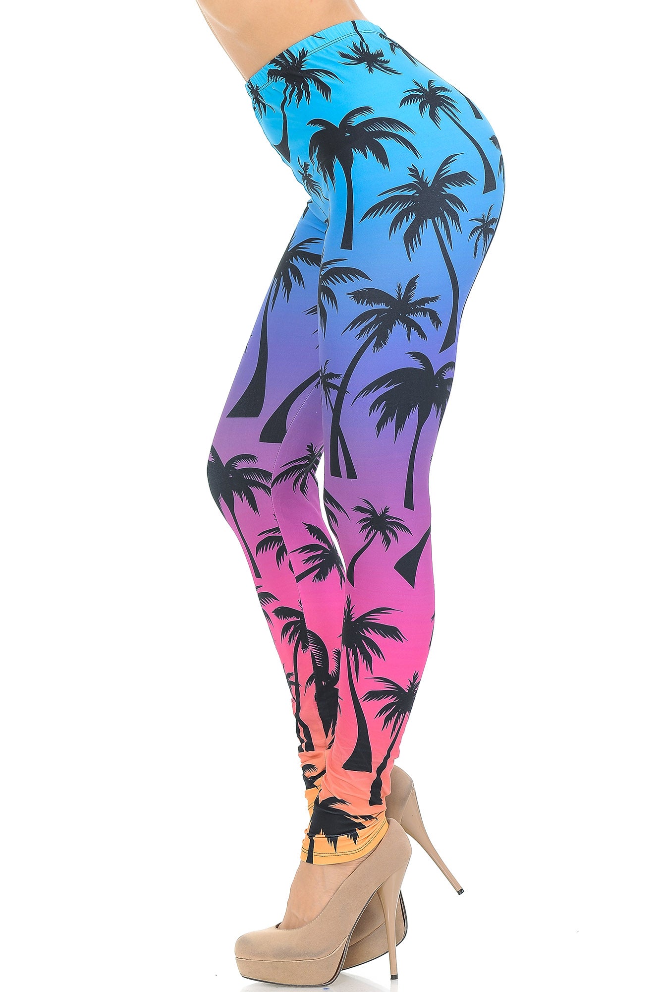 Creamy Soft Ombre Palm Tree Extra Small Leggings - USA Fashionâ„¢ (XSmall One Size,Multi Color Bold)
