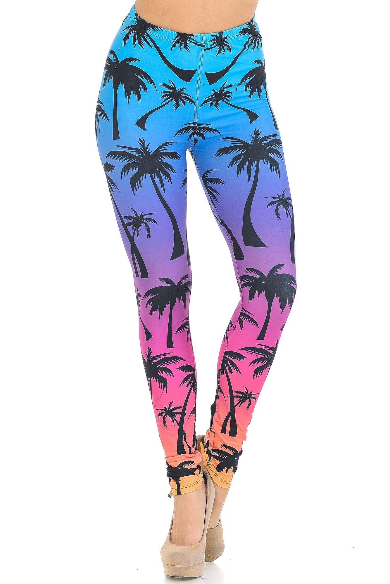 Creamy Soft Ombre Palm Tree Extra Small Leggings - USA Fashionâ„¢ (XSmall One Size,Multi Color Bold)