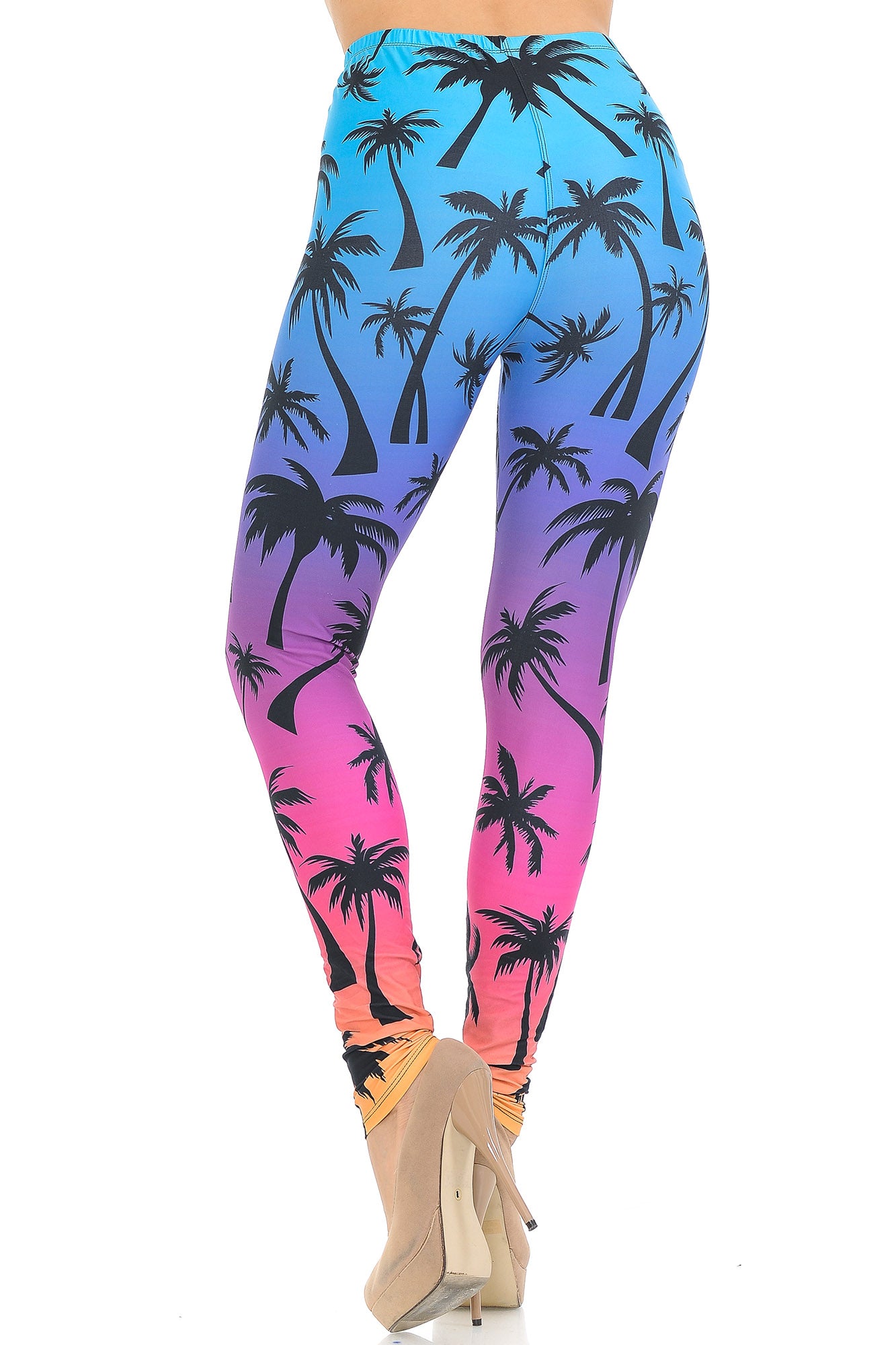 Creamy Soft Ombre Palm Tree Extra Small Leggings - USA Fashionâ„¢ (XSmall One Size,Multi Color Bold)