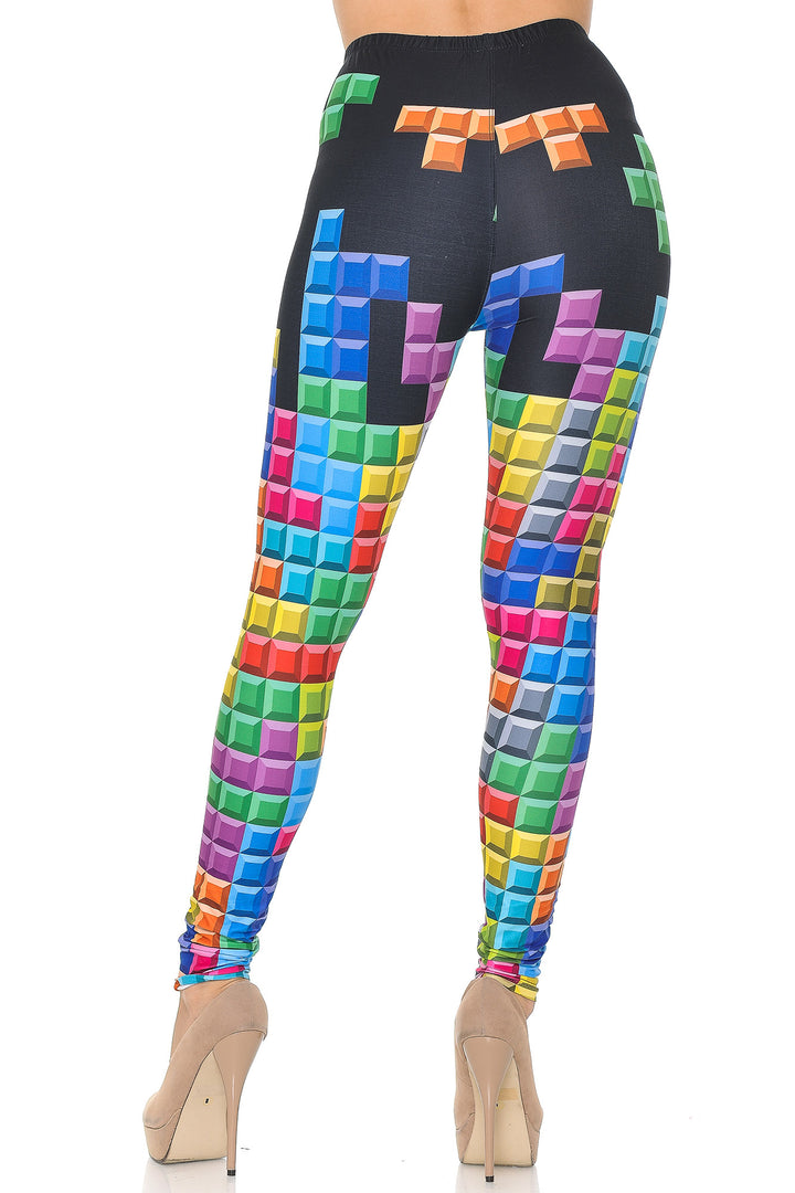 Creamy Soft Tetris Leggings - USA Fashionâ„¢ (One Size Regular,Multi Color Bold)