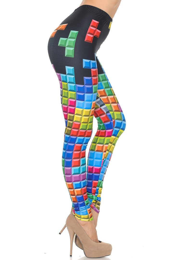Creamy Soft Tetris Leggings - USA Fashionâ„¢ (One Size Regular,Multi Color Bold)