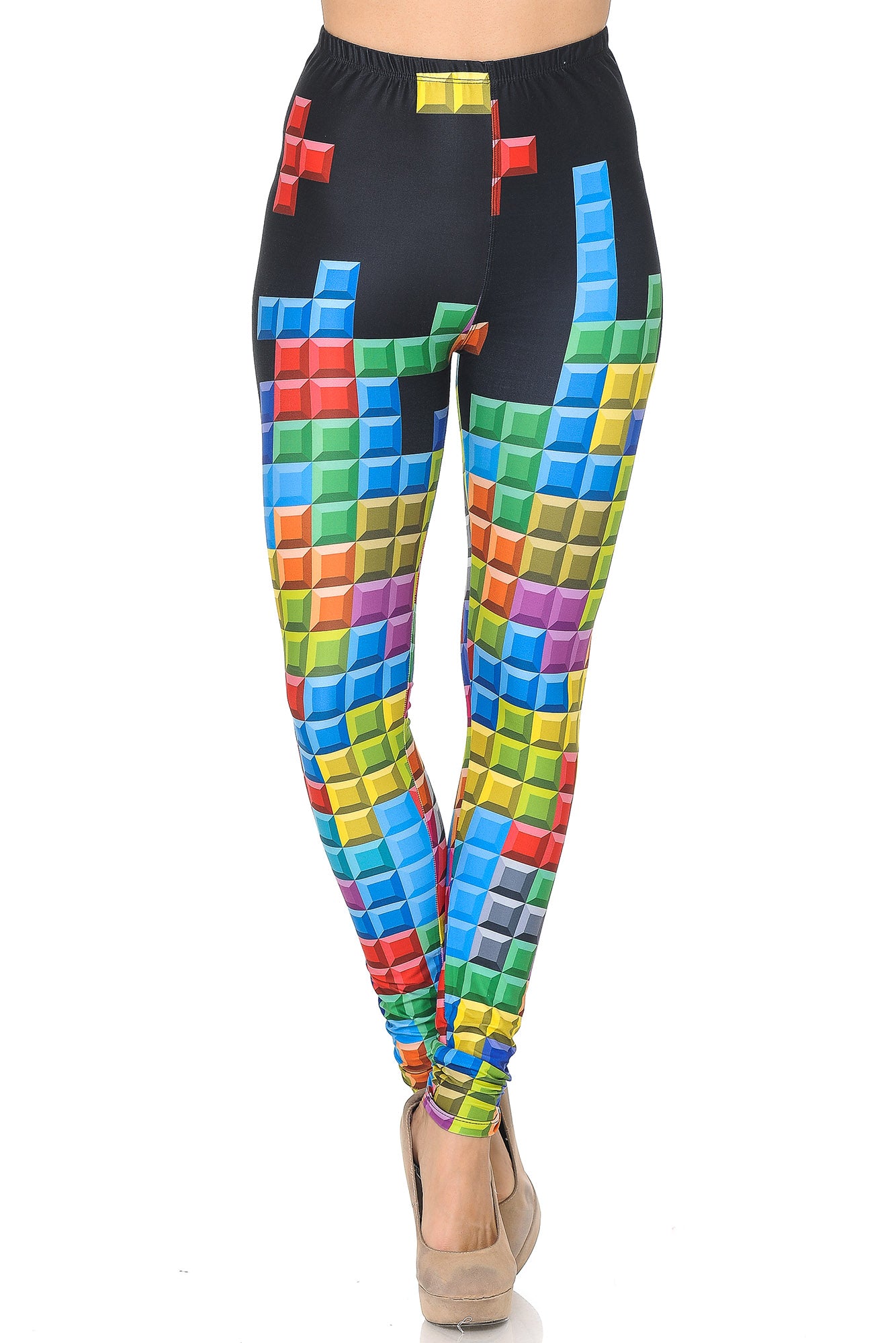 Creamy Soft Tetris Leggings - USA Fashionâ„¢ (One Size Regular,Multi Color Bold)