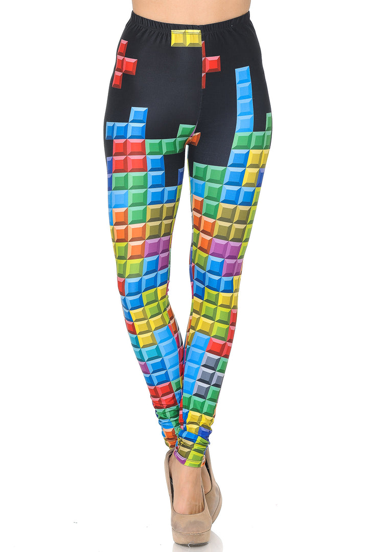 Creamy Soft Tetris Extra Small Leggings - USA Fashionâ„¢ (XSmall One Size,Multi Color Bold)