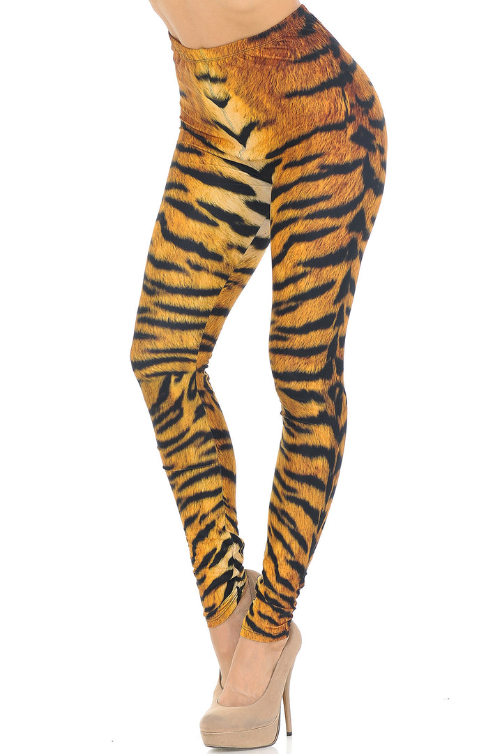 Creamy Soft Tiger Print Extra Small Leggings - USA Fashionâ„¢ (XSmall One Size,Brown)