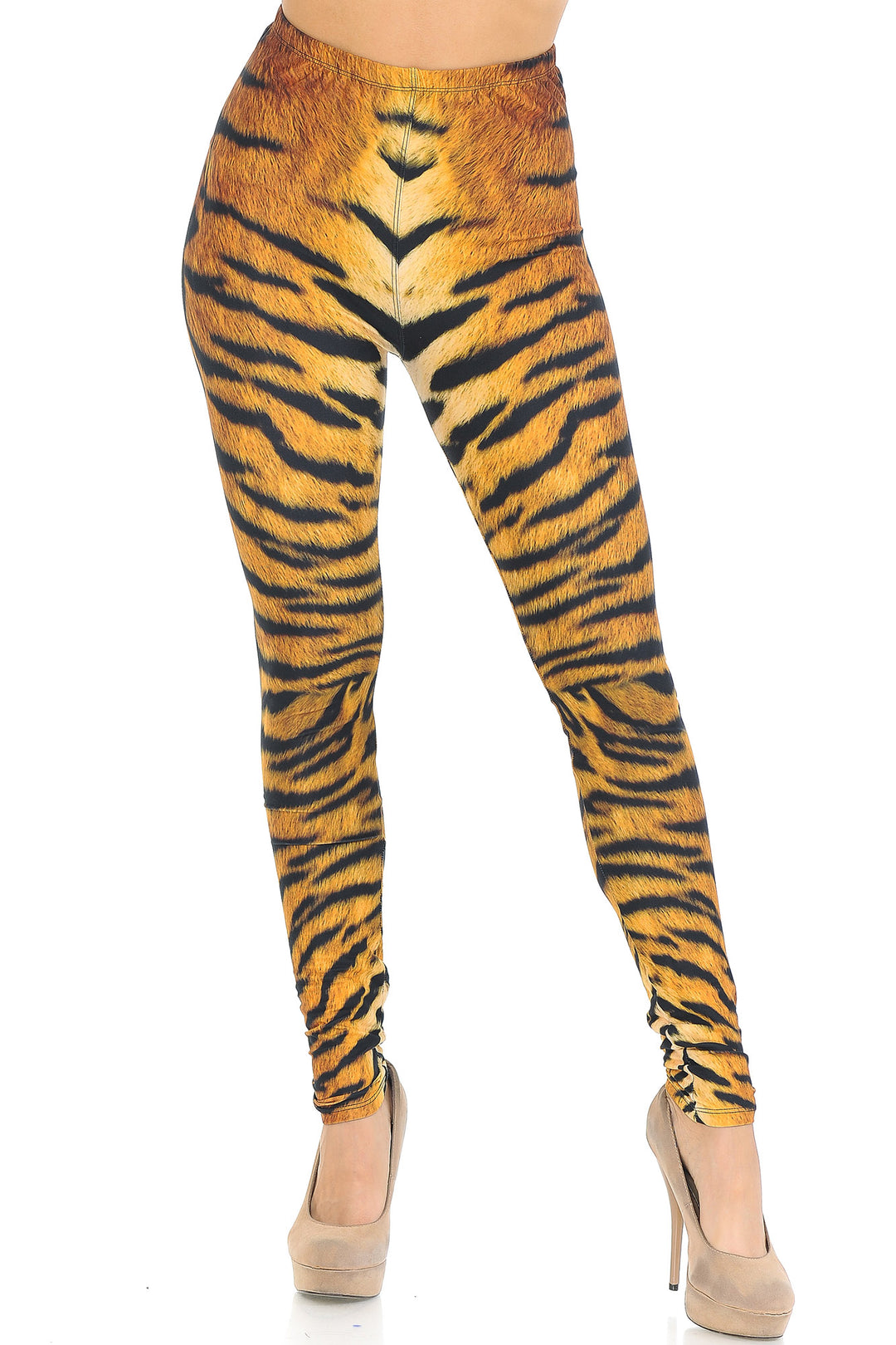 Creamy Soft Tiger Print Extra Small Leggings - USA Fashionâ„¢ (XSmall One Size,Brown)