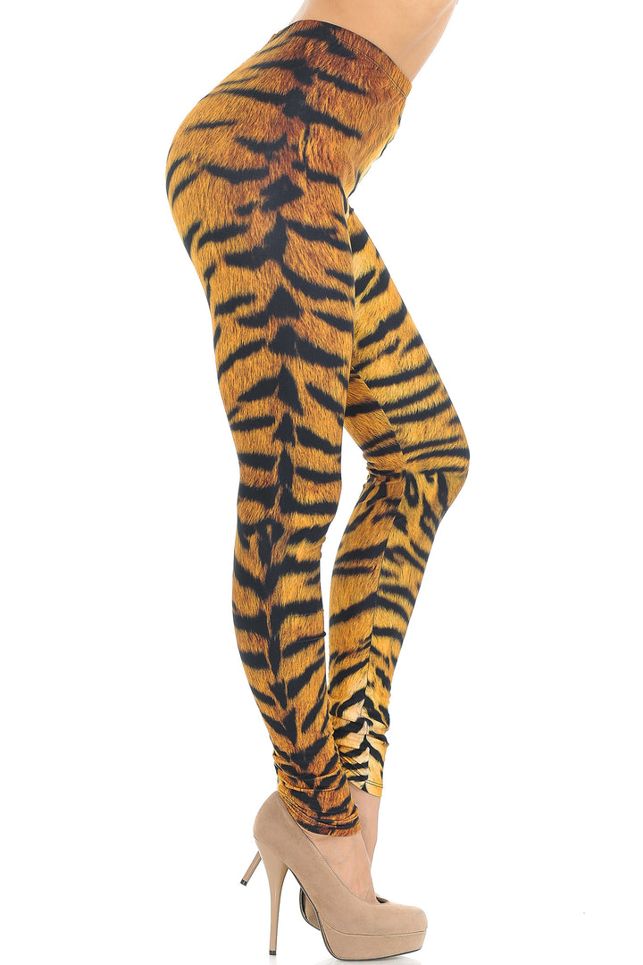 Creamy Soft Tiger Print Extra Small Leggings - USA Fashionâ„¢ (XSmall One Size,Brown)