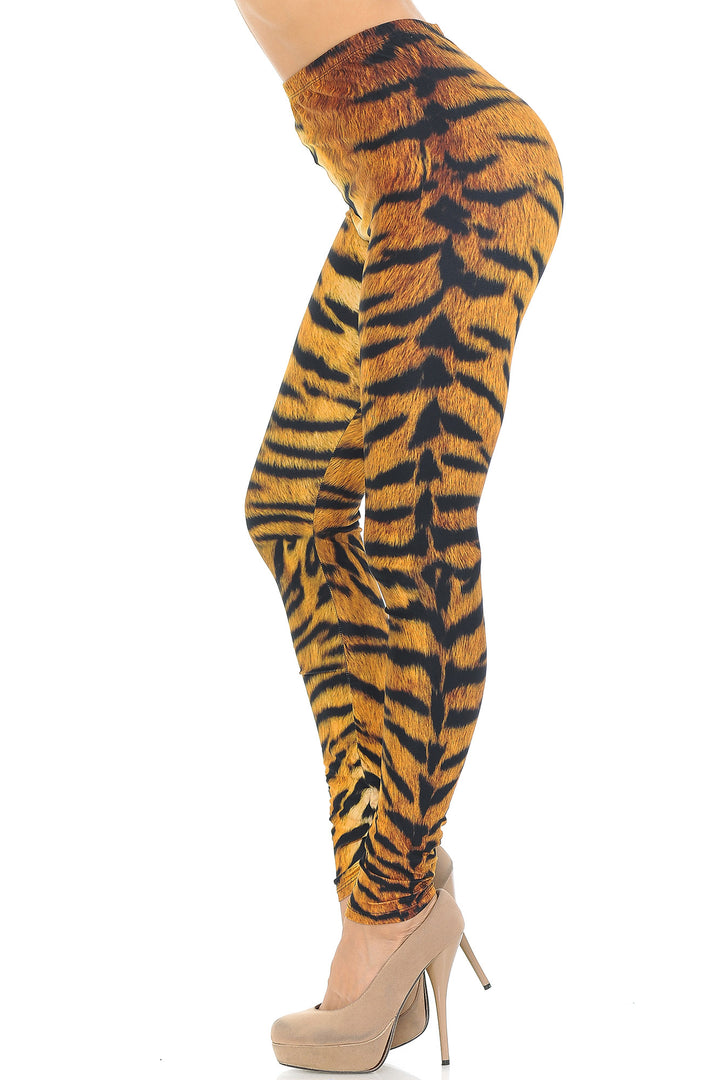 Creamy Soft Tiger Print Extra Small Leggings - USA Fashionâ„¢ (XSmall One Size,Brown)