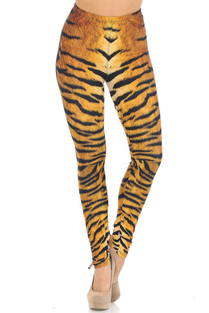 Creamy Soft Tiger Print Extra Small Leggings - USA Fashionâ„¢ (XSmall One Size,Brown)