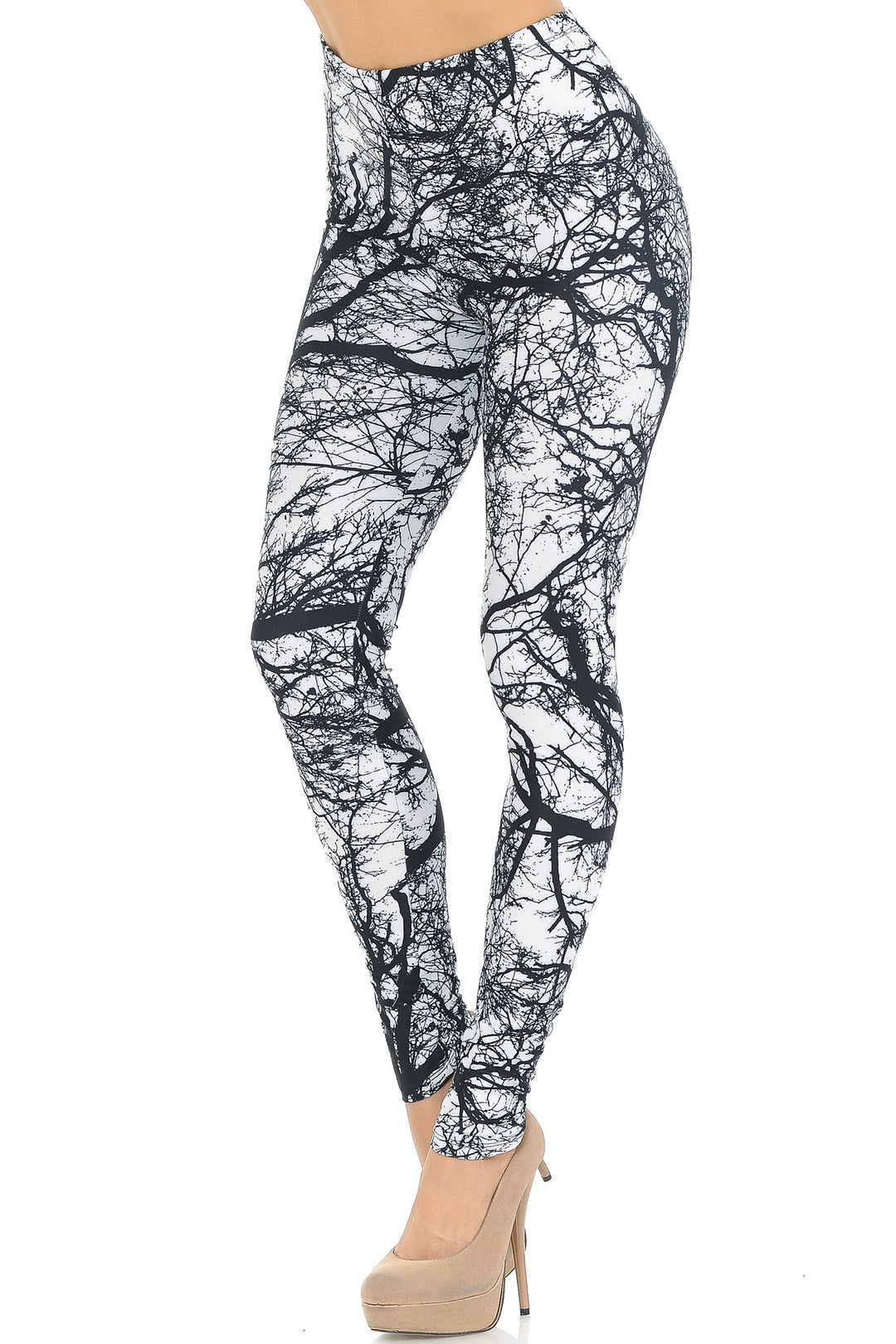 Creamy Soft Photo Negative Tree Extra Small Leggings - USA Fashionâ„¢ (XSmall One Size,White)