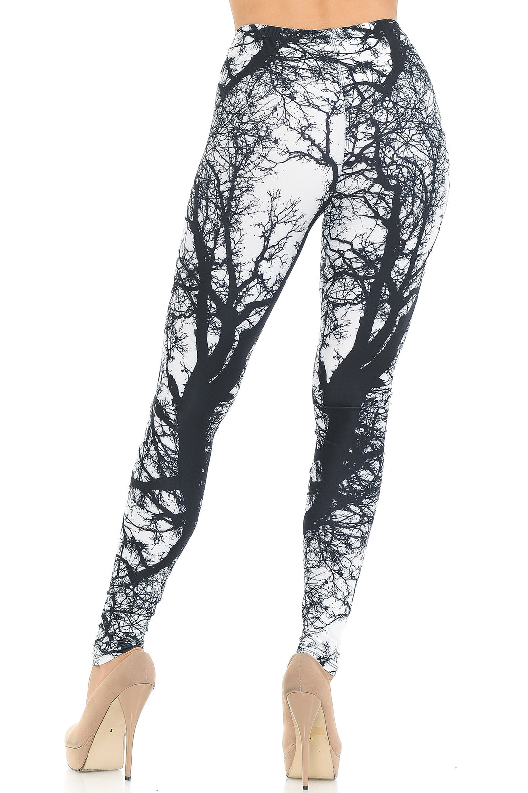 Creamy Soft Photo Negative Tree Extra Small Leggings - USA Fashionâ„¢ (XSmall One Size,White)