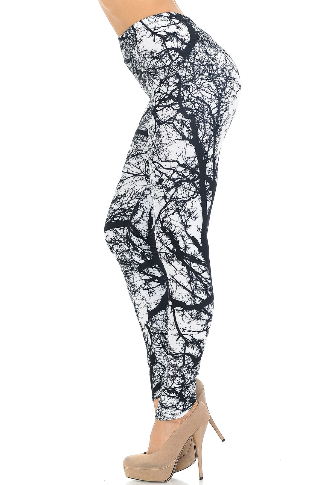 Creamy Soft Photo Negative Tree Extra Small Leggings - USA Fashionâ„¢ (XSmall One Size,White)