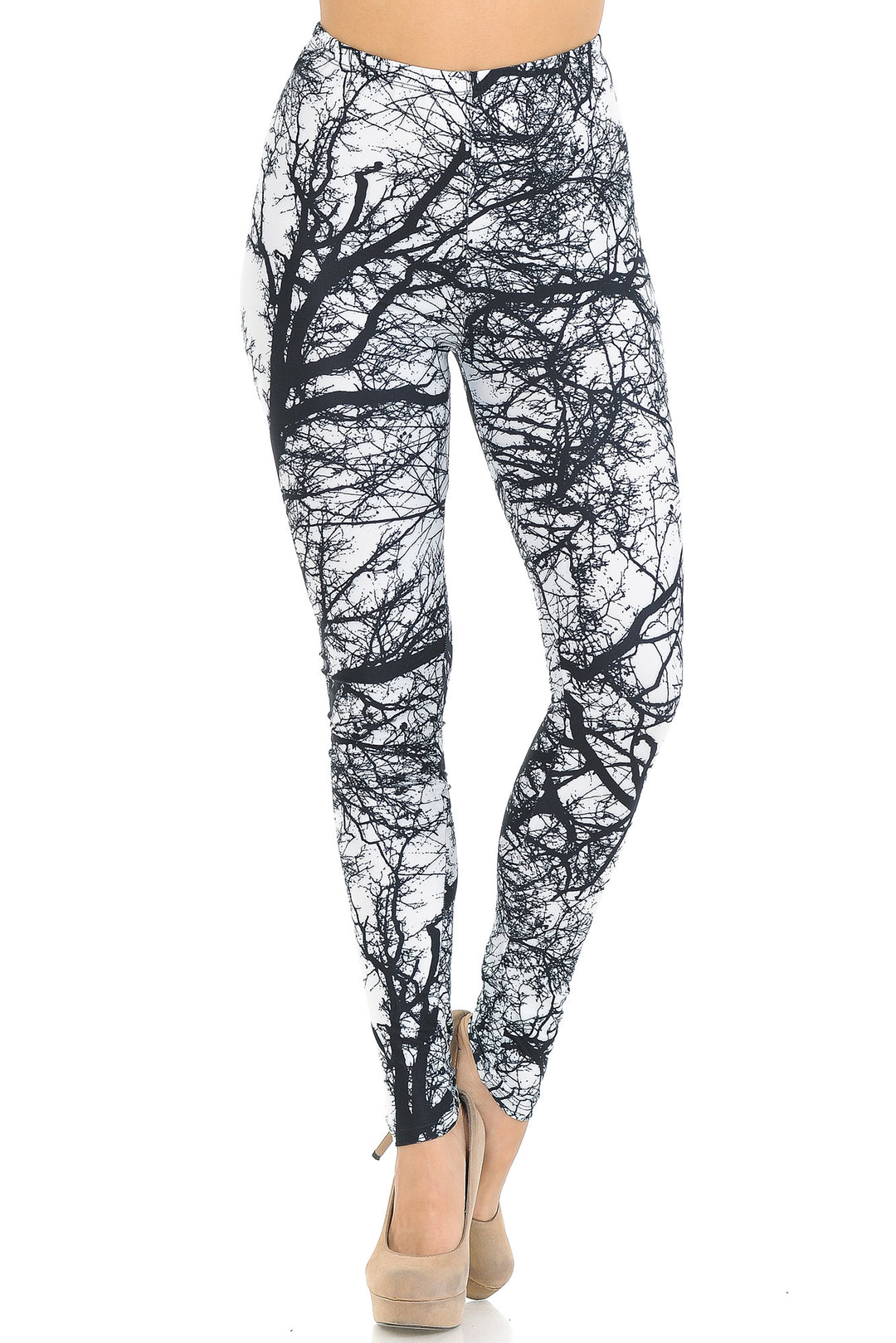 Creamy Soft Photo Negative Tree Extra Small Leggings - USA Fashionâ„¢ (XSmall One Size,White)