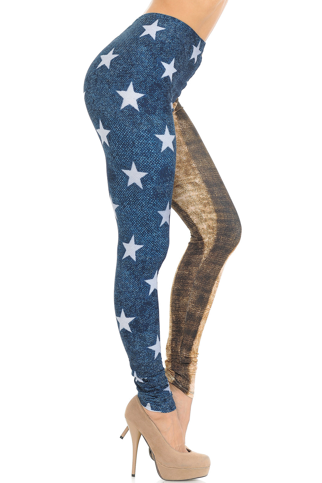 Creamy Soft Vintage USA Flag Extra Small Leggings - USA Fashionâ„¢ (XSmall One Size,Blue)