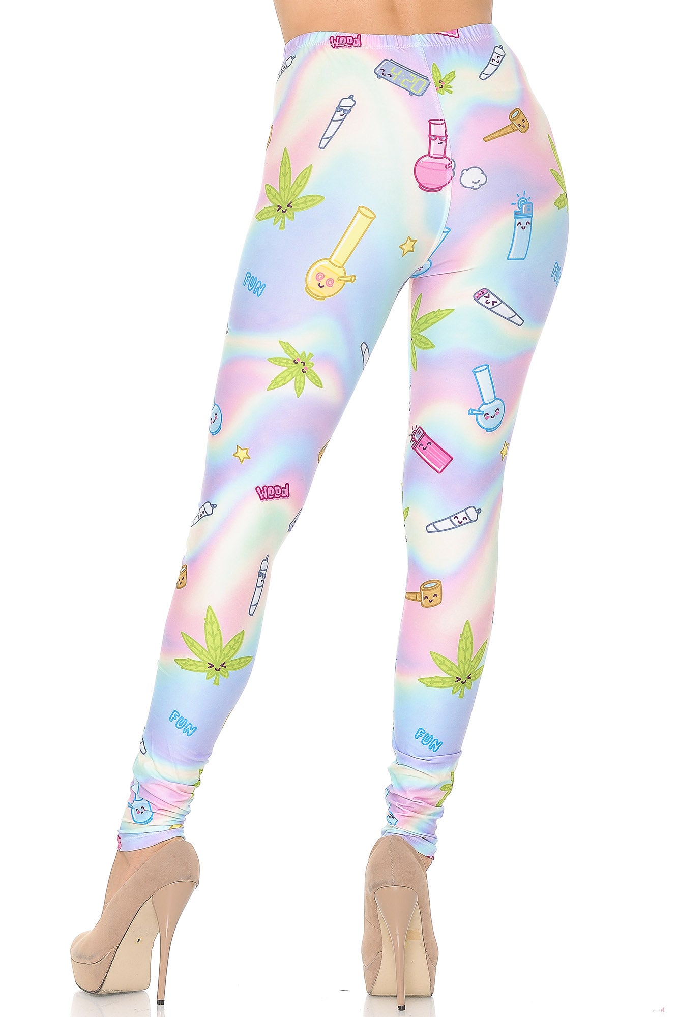 Creamy Soft Marijuana Life Extra Small Leggings - USA Fashionâ„¢ (XSmall One Size,Multi Color Pastel)