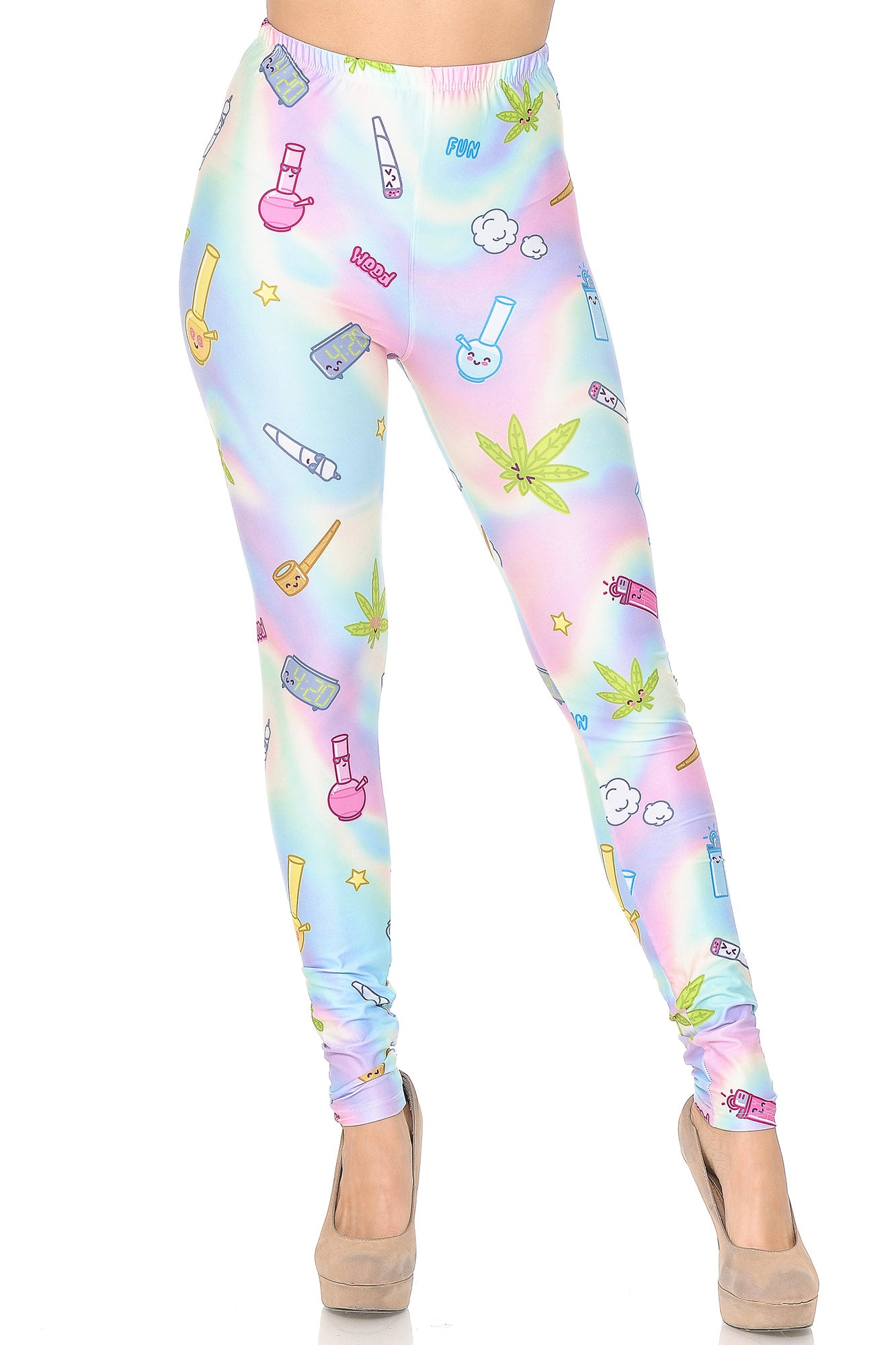 Creamy Soft Marijuana Life Extra Small Leggings - USA Fashionâ„¢ (XSmall One Size,Multi Color Pastel)