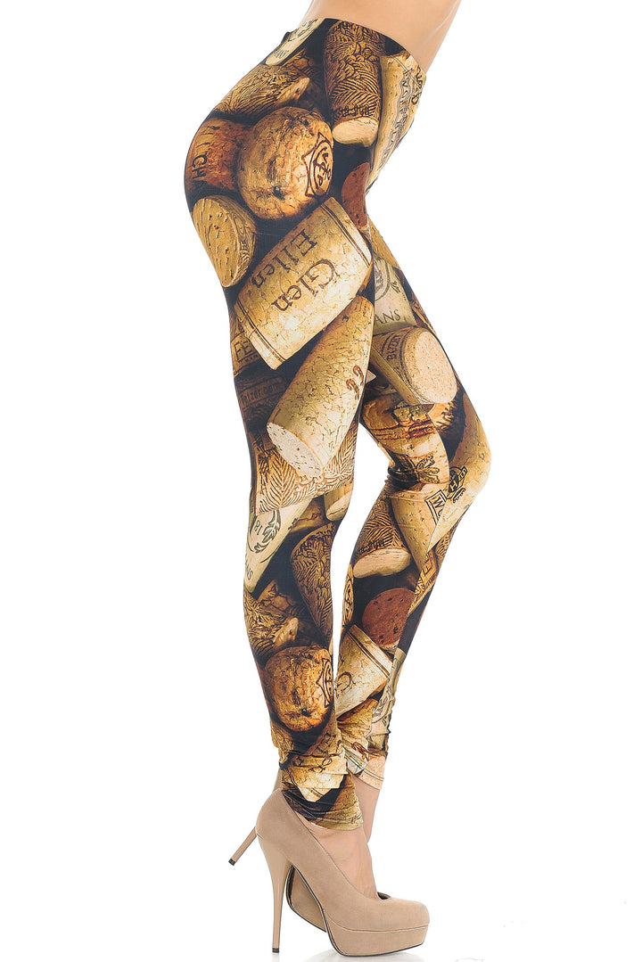 Creamy Soft Wine Cork Extra Small Leggings - USA Fashionâ„¢ (XSmall One Size,Brown)