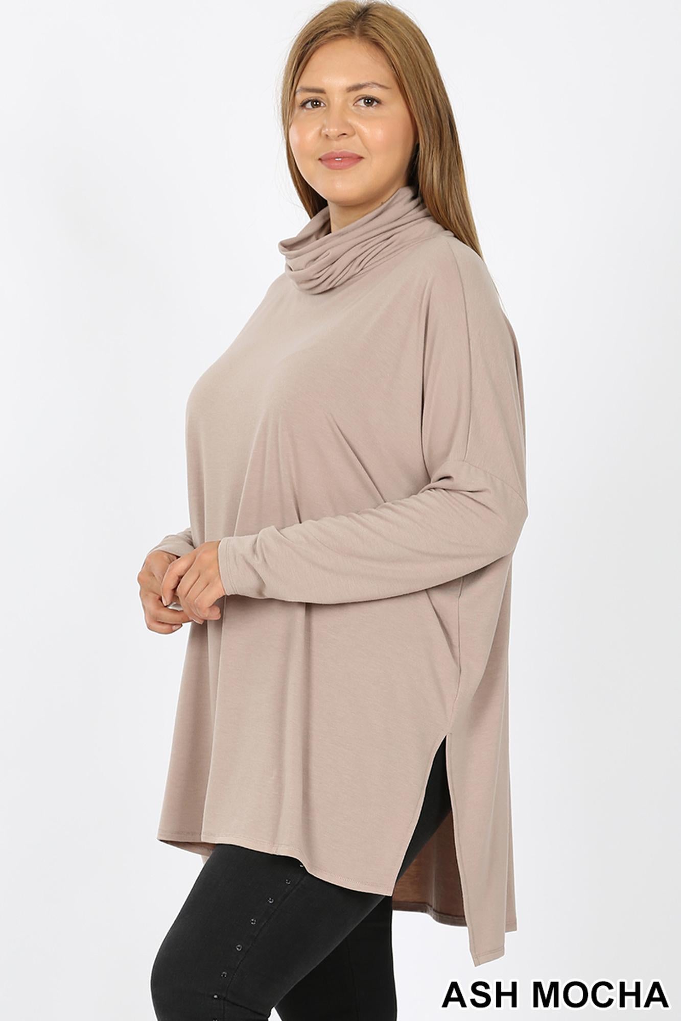 Rayon Cowl Neck Dolman Sleeve Plus Size Top