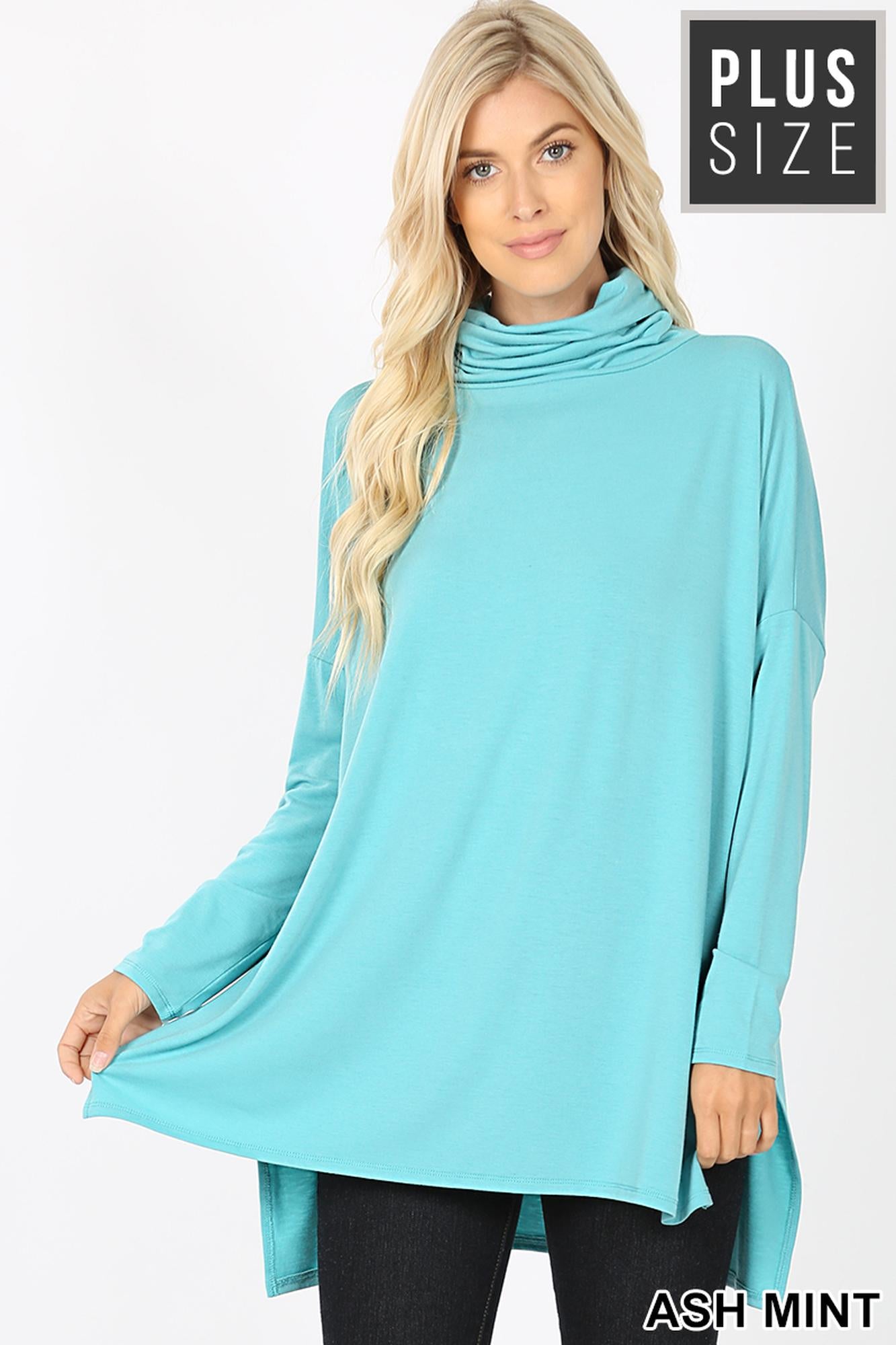 Rayon Cowl Neck Dolman Sleeve Plus Size Top