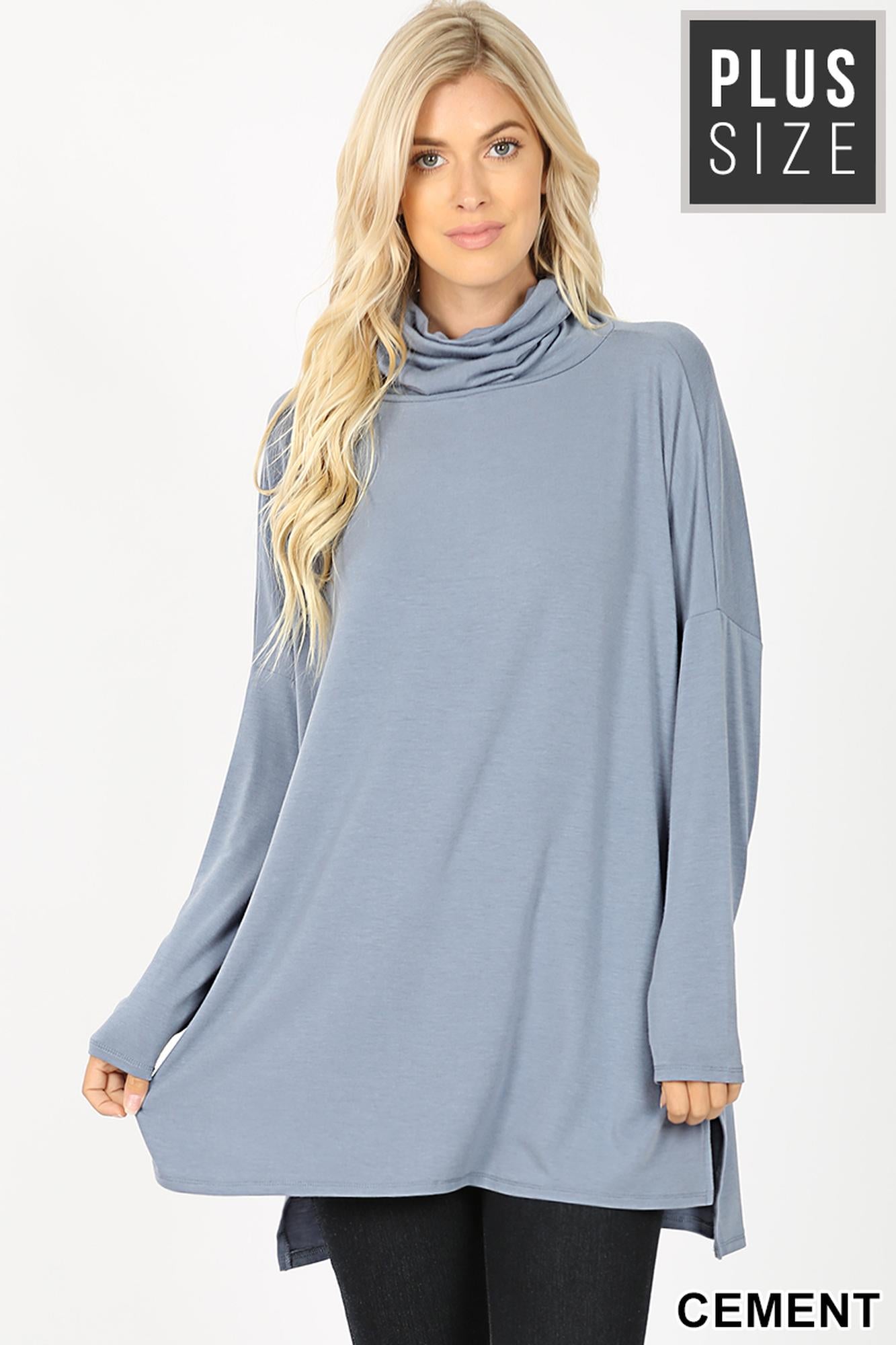 Rayon Cowl Neck Dolman Sleeve Plus Size Top