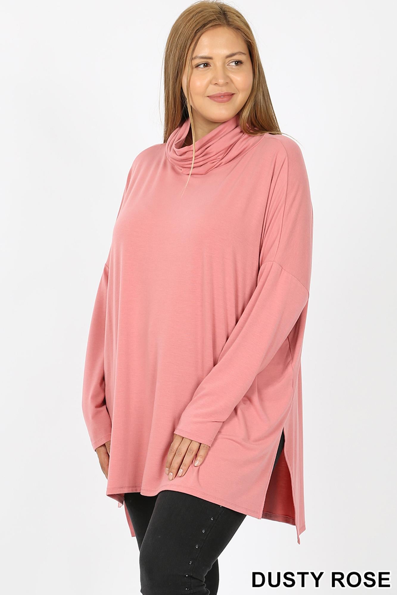 Rayon Cowl Neck Dolman Sleeve Plus Size Top