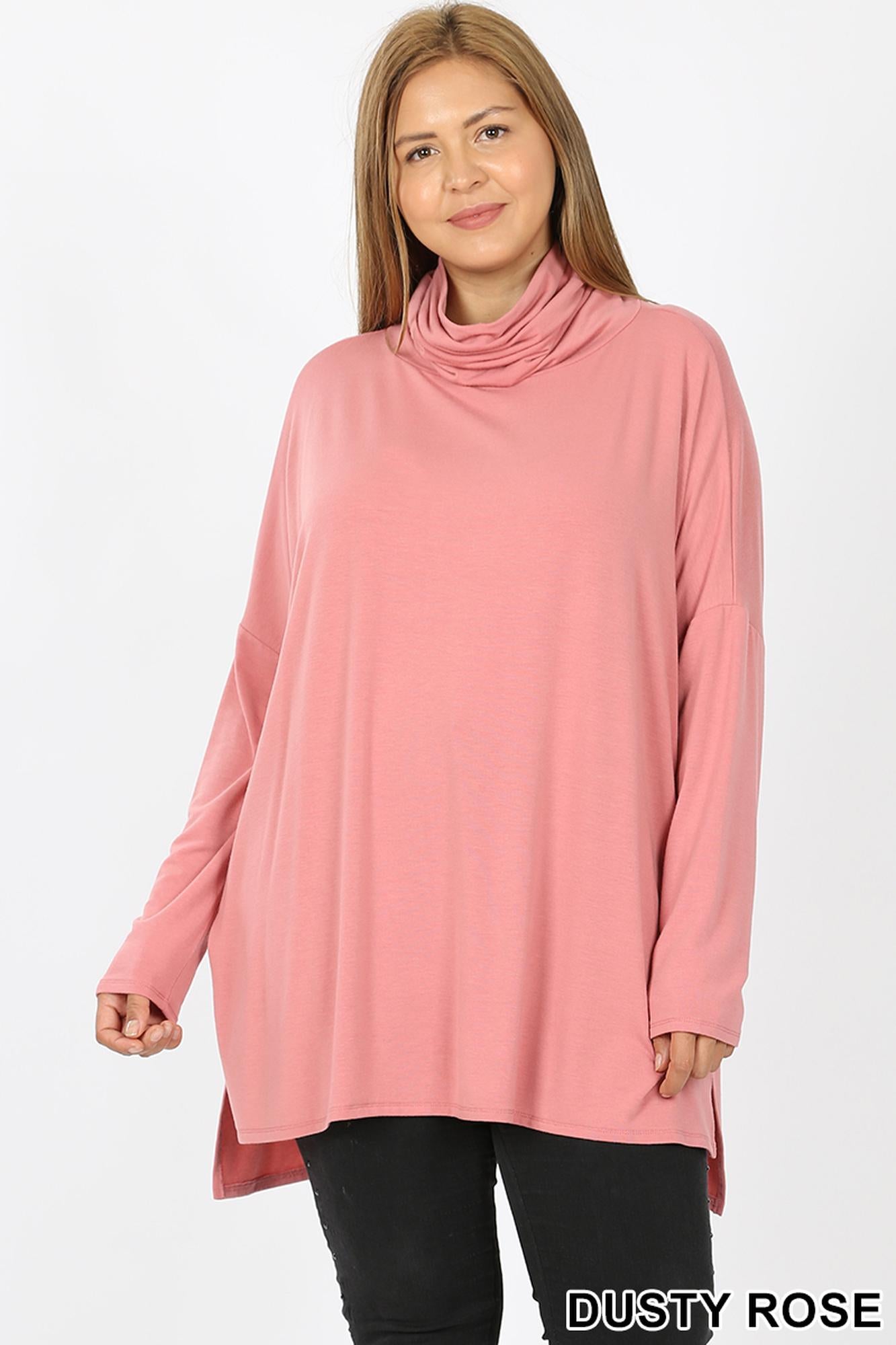Rayon Cowl Neck Dolman Sleeve Plus Size Top