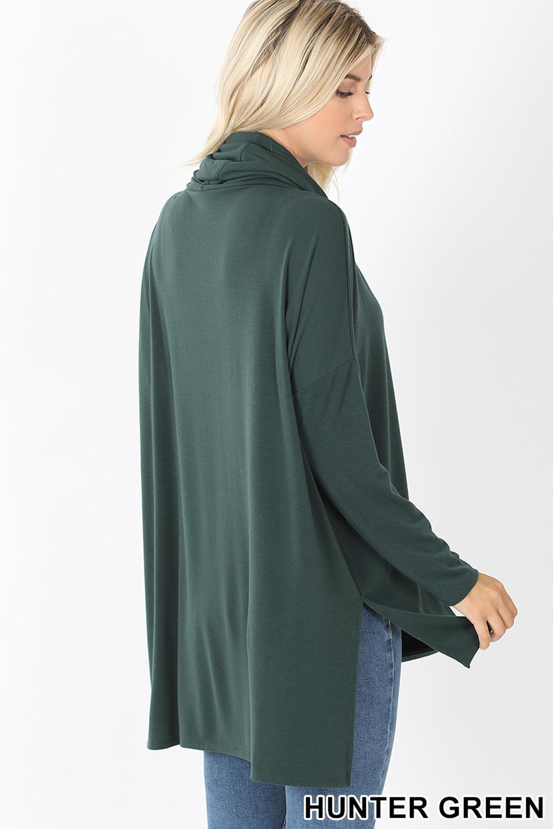Cowl Neck Hi-Low Long Sleeve Top