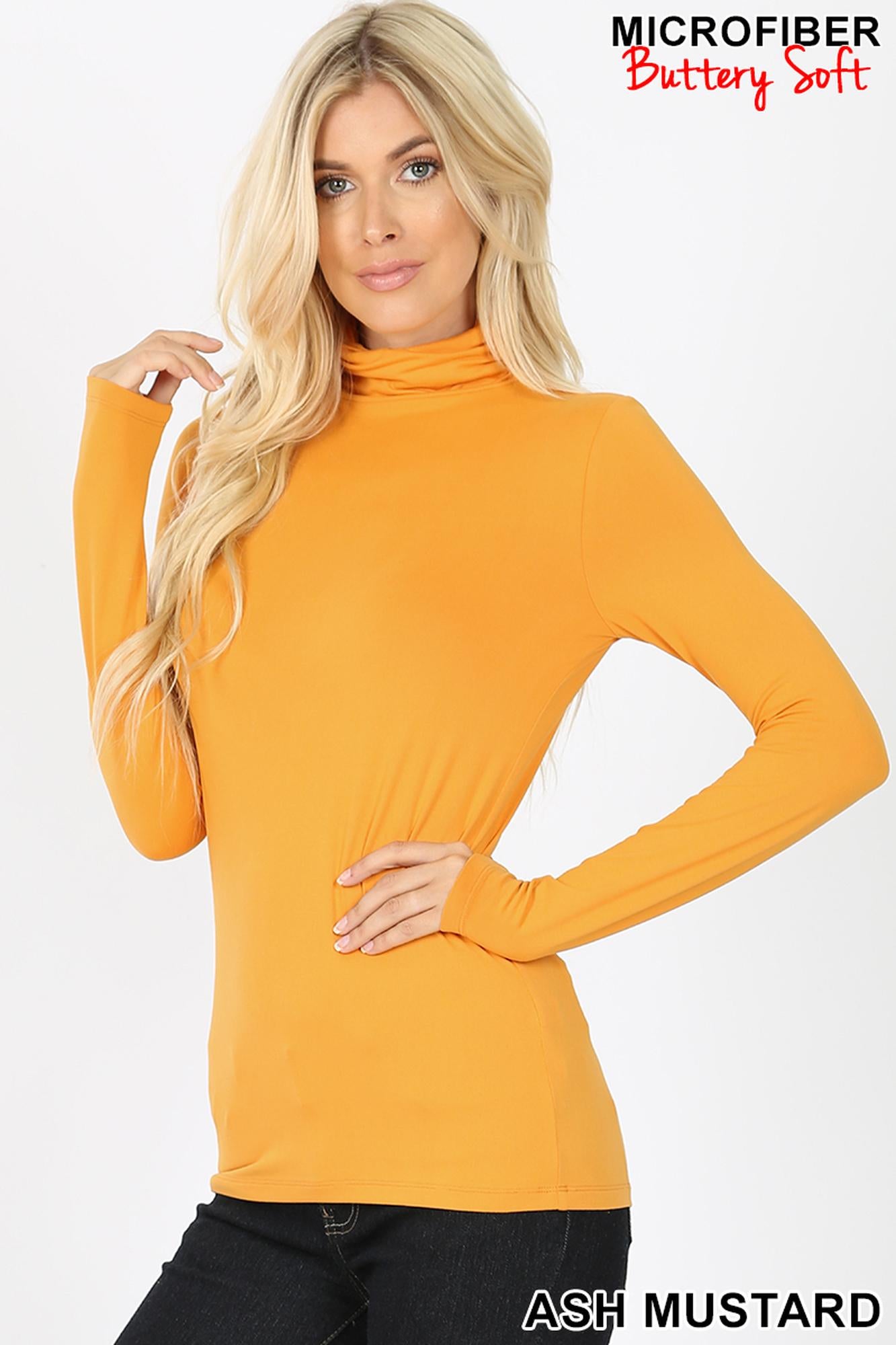 Brushed Microfiber Mock Neck Top