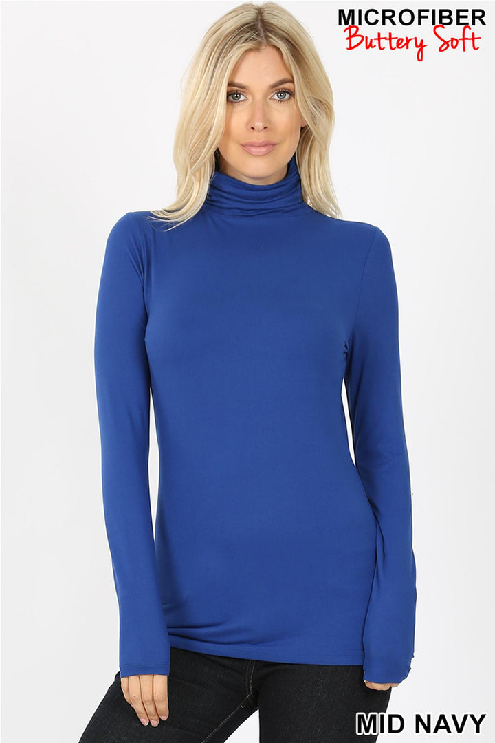 Brushed Microfiber Mock Neck Top