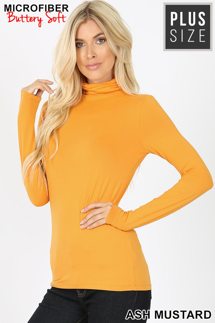 Brushed Microfiber Mock Neck Plus Size Top