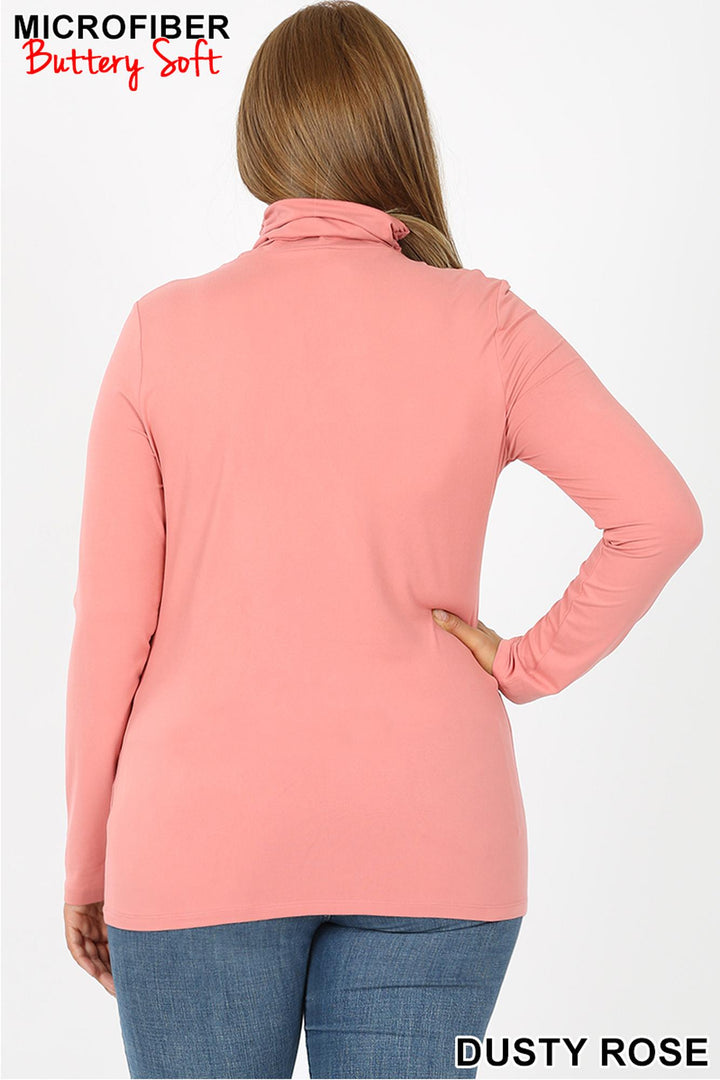 Brushed Microfiber Mock Neck Plus Size Top