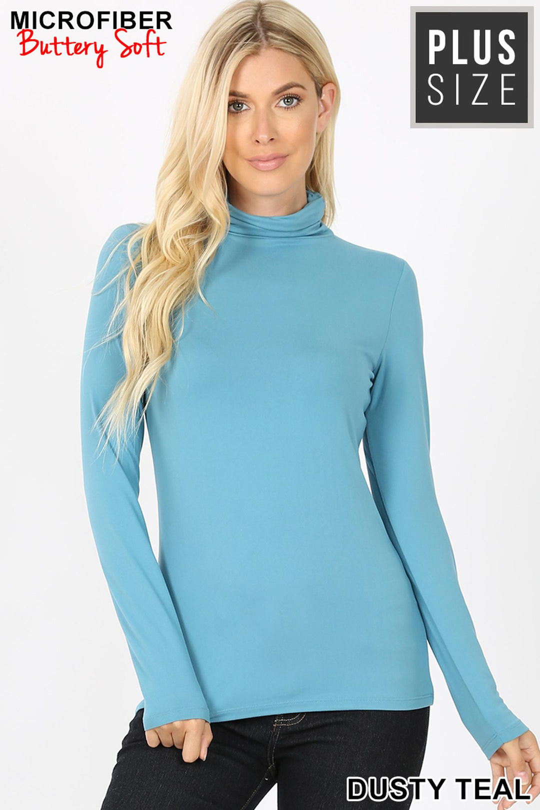Brushed Microfiber Mock Neck Plus Size Top