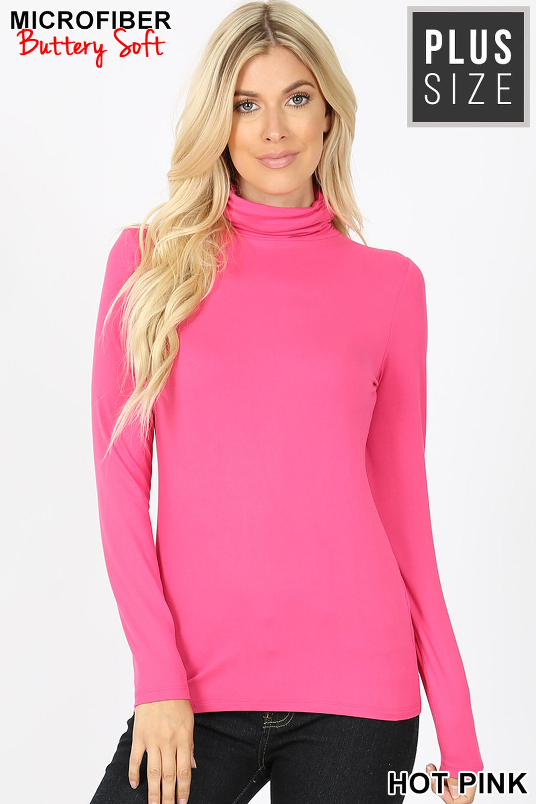 Brushed Microfiber Mock Neck Plus Size Top