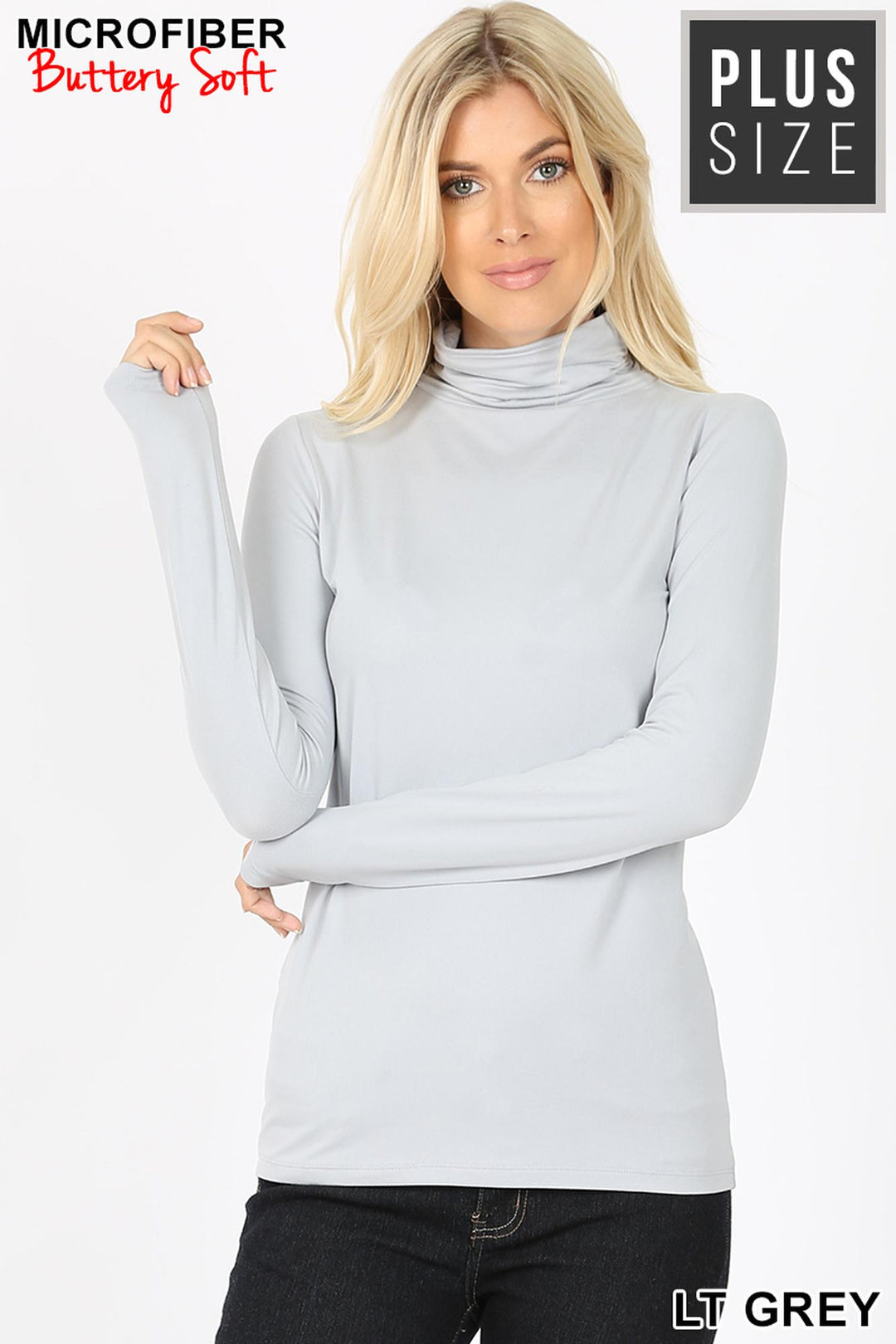 Brushed Microfiber Mock Neck Plus Size Top