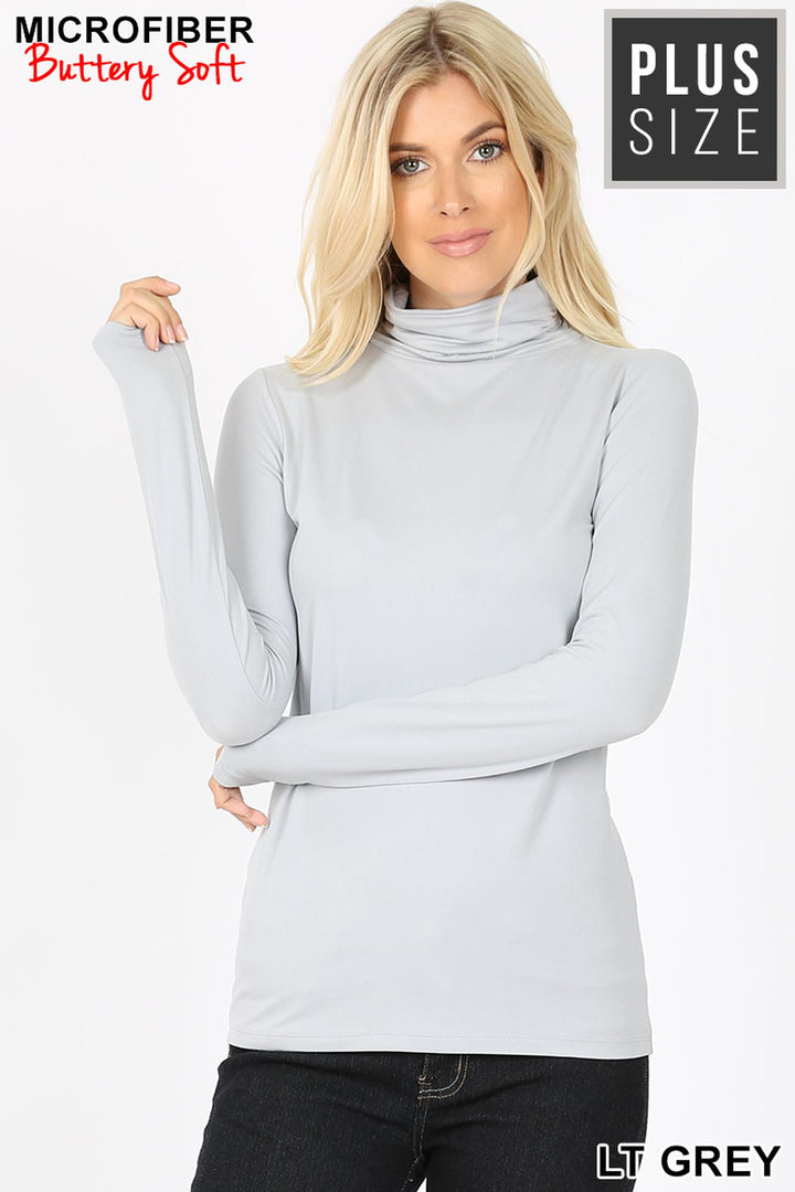 Brushed Microfiber Mock Neck Plus Size Top