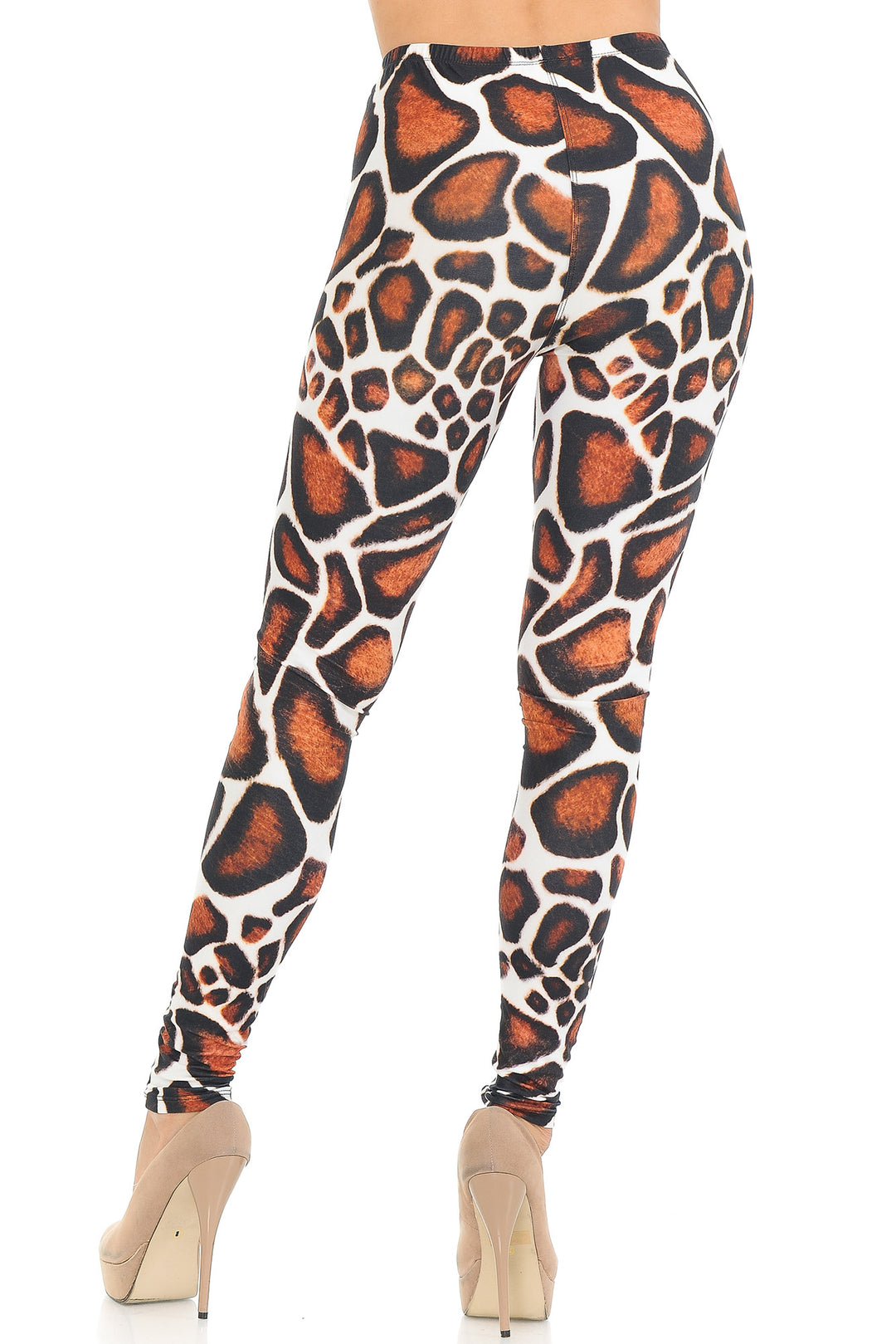 Creamy Soft Premium Women's Leggings Giraffe Print Regular Size, High Rise, Stretchy & Comfortable Fit - by USA Fashion