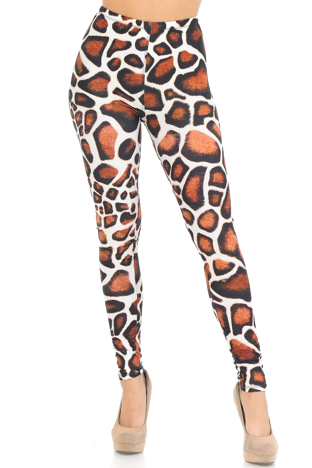 Creamy Soft Premium Women's Leggings Giraffe Print Regular Size, High Rise, Stretchy & Comfortable Fit - by USA Fashion