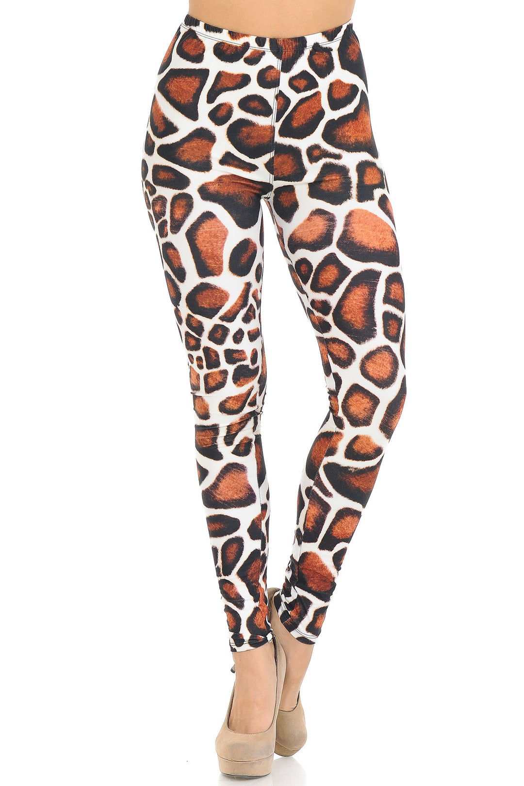 Creamy Soft Premium Women's Leggings Giraffe Print Regular Size, High Rise, Stretchy & Comfortable Fit - by USA Fashion