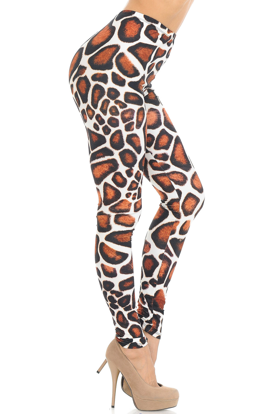 Creamy Soft Premium Women's Leggings Giraffe Print Regular Size, High Rise, Stretchy & Comfortable Fit - by USA Fashion