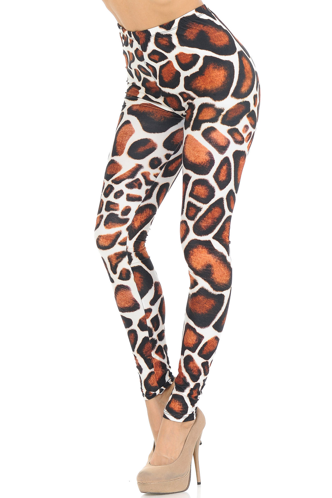Creamy Soft Giraffe Print Extra Small Leggings - USA Fashionâ„¢ (XSmall One Size,Brown)