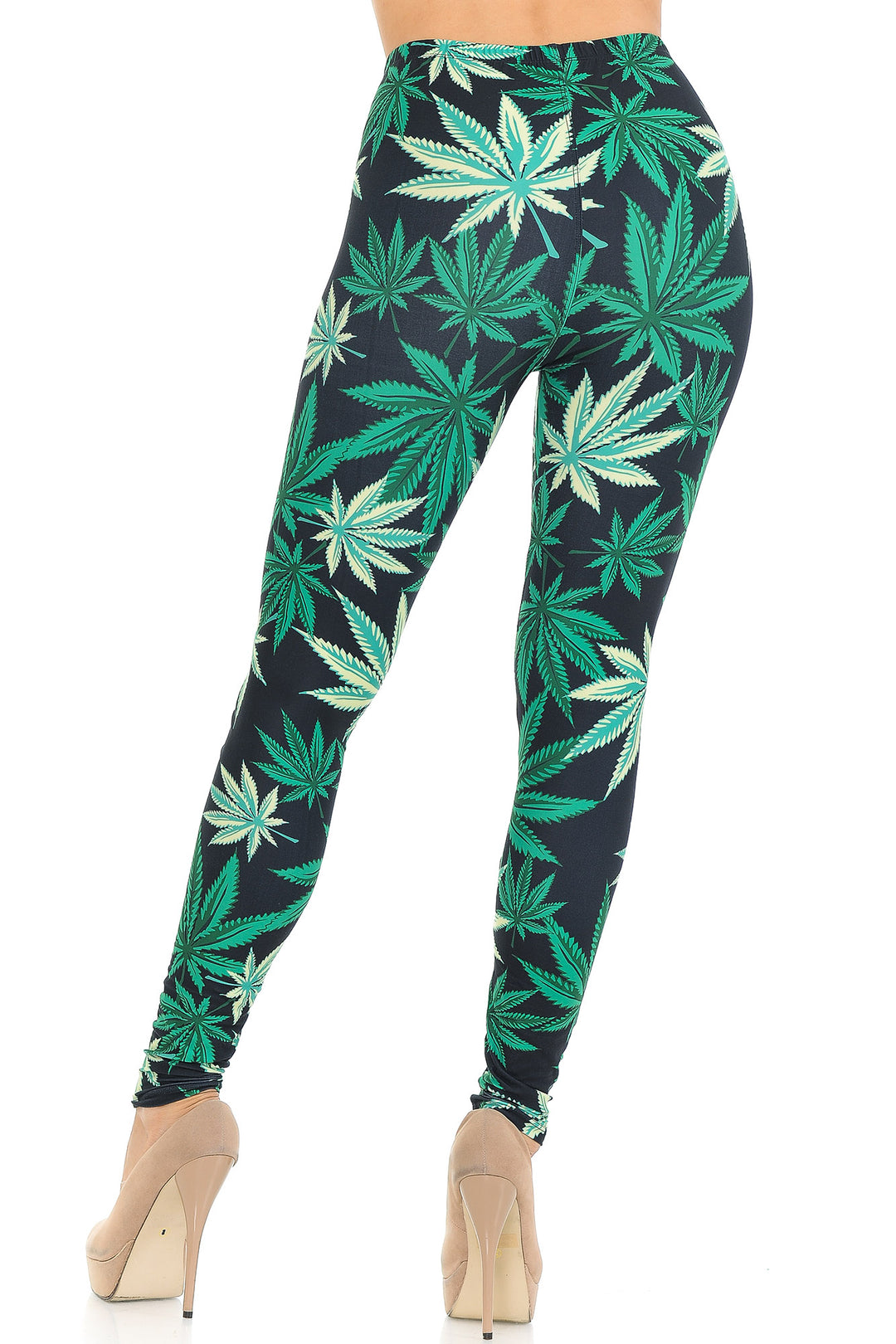 Creamy Soft Black Weed Extra Small Leggings - USA Fashionâ„¢ (XSmall One Size,Green)