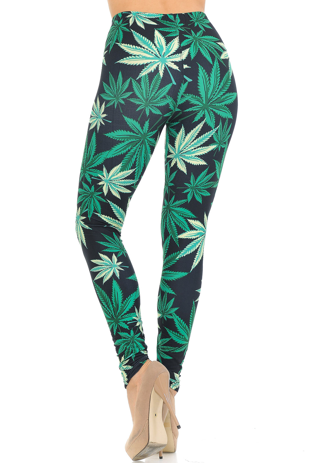 Creamy Soft Black Weed Extra Small Leggings - USA Fashionâ„¢ (XSmall One Size,Green)