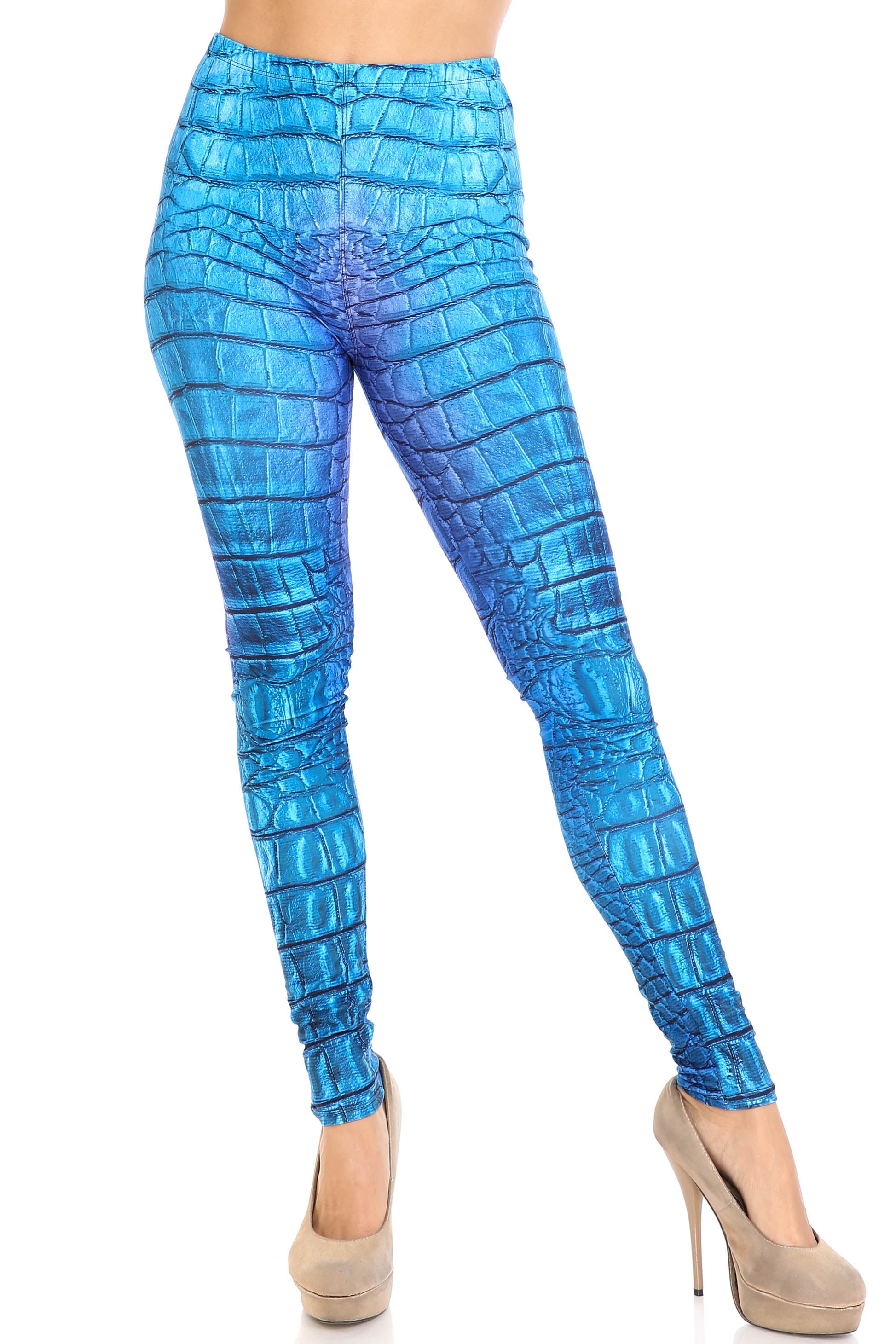 Creamy Soft Premium Women's Leggings Vibrant Blue Dragon Regular Size, High Rise, Stretchy & Comfortable Fit - by USA Fashion