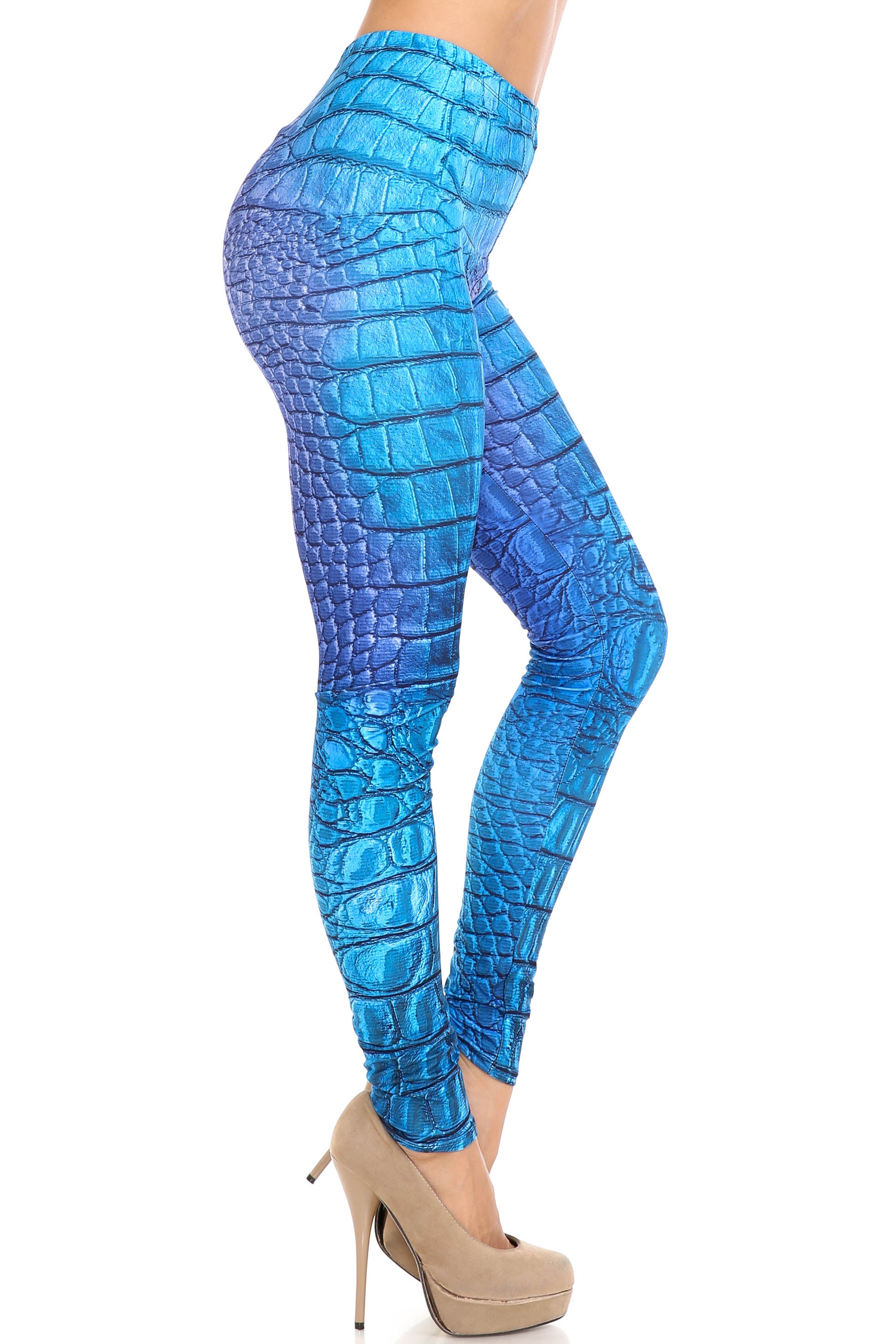 Creamy Soft Premium Women's Leggings Vibrant Blue Dragon Regular Size, High Rise, Stretchy & Comfortable Fit - by USA Fashion