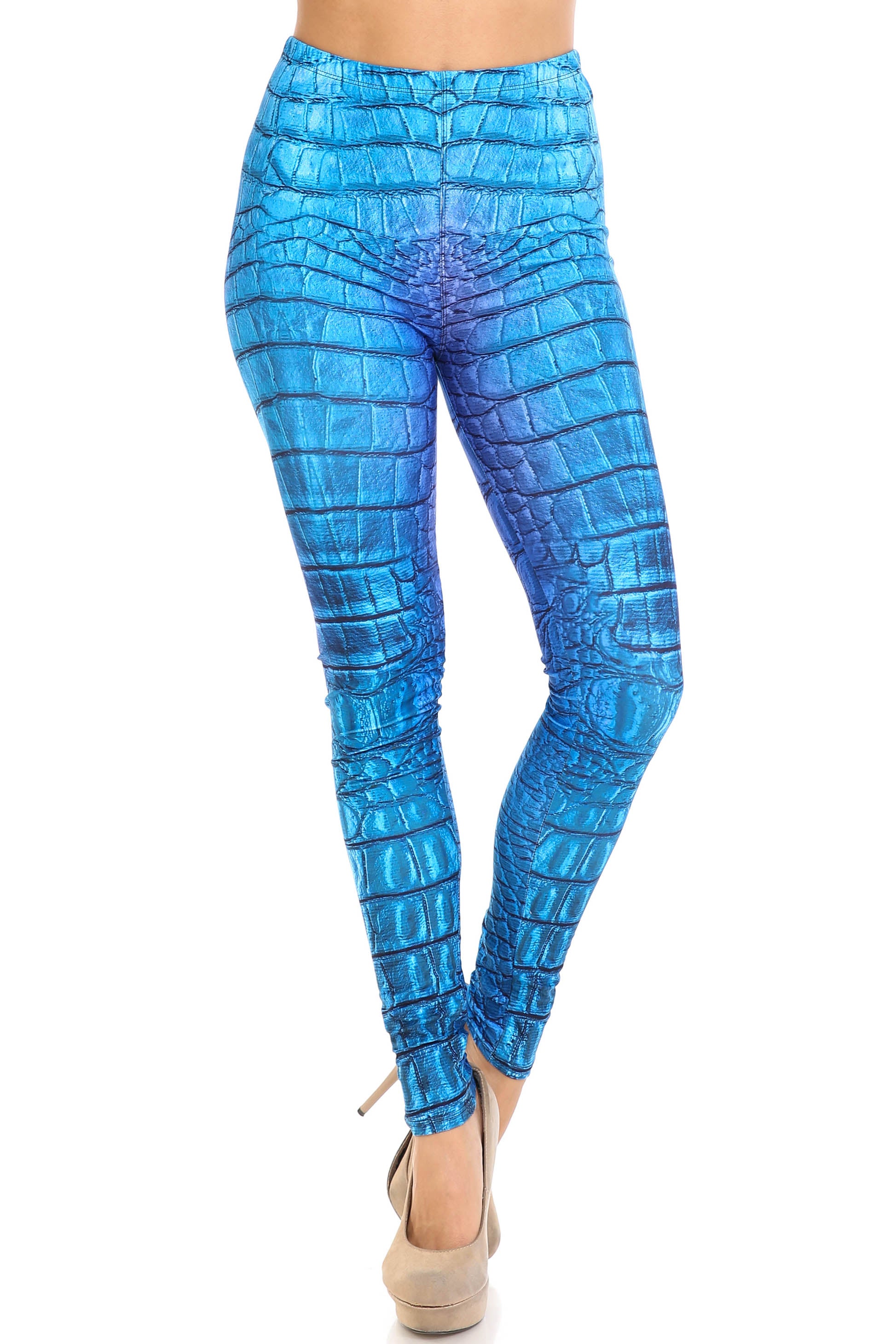 Creamy Soft Premium Women's Leggings Vibrant Blue Dragon Regular Size, High Rise, Stretchy & Comfortable Fit - by USA Fashion