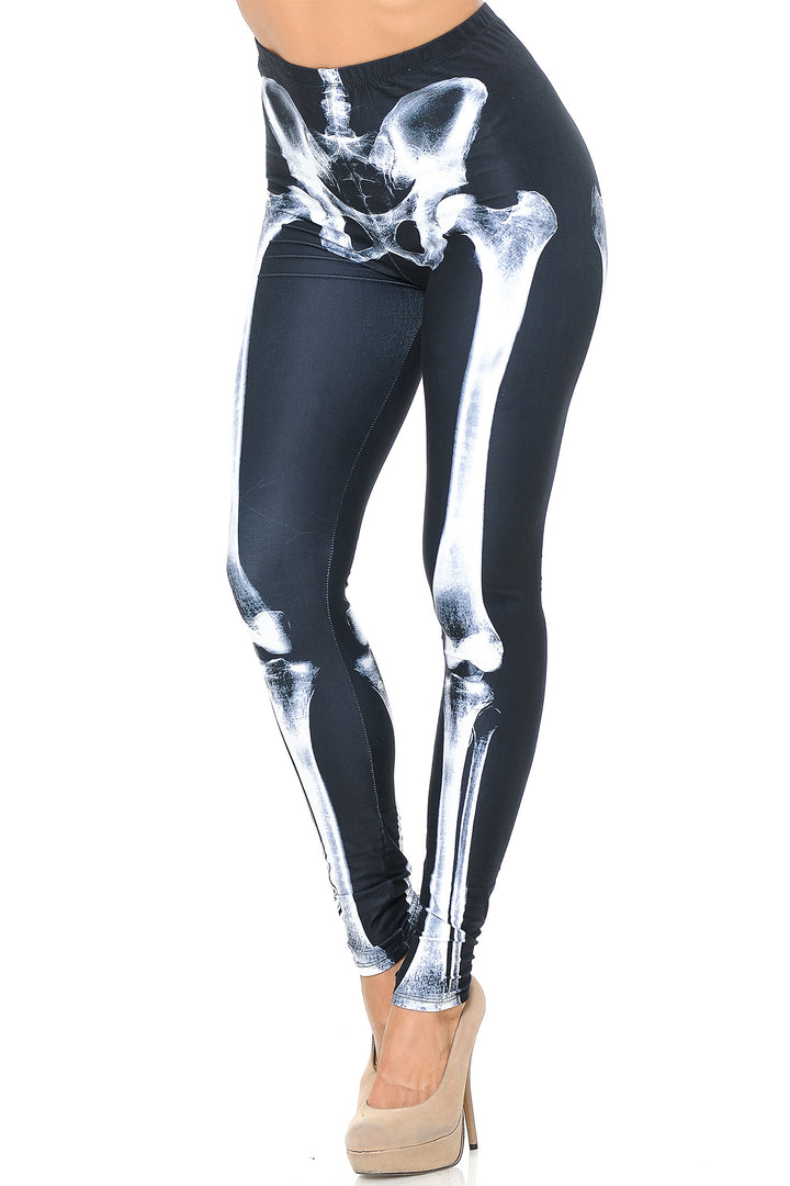 Creamy Soft Premium Women's Leggings X-Ray Skeleton Bones Regular Size, High Rise, Stretchy & Comfortable Fit - by USA Fashion